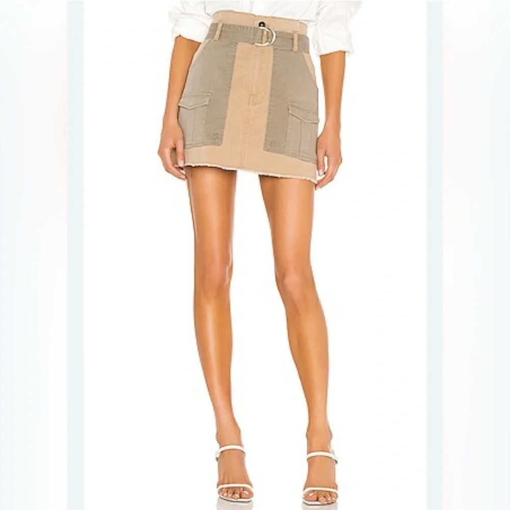FRAME Paperbag High-Rise‎ Raw Hem Stretch Cotton Mini Skirt Cargo Multi Size 27 - Picture 2 of 16
